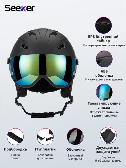 Seeker Лыжный защитный шлем, белый, фото 3
