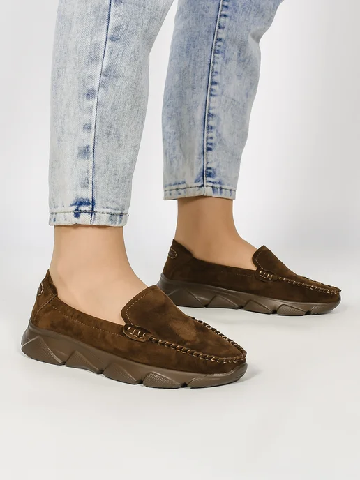 NN_ShoeS Мокасины женские осенние замшевые, коричневый, фото 2