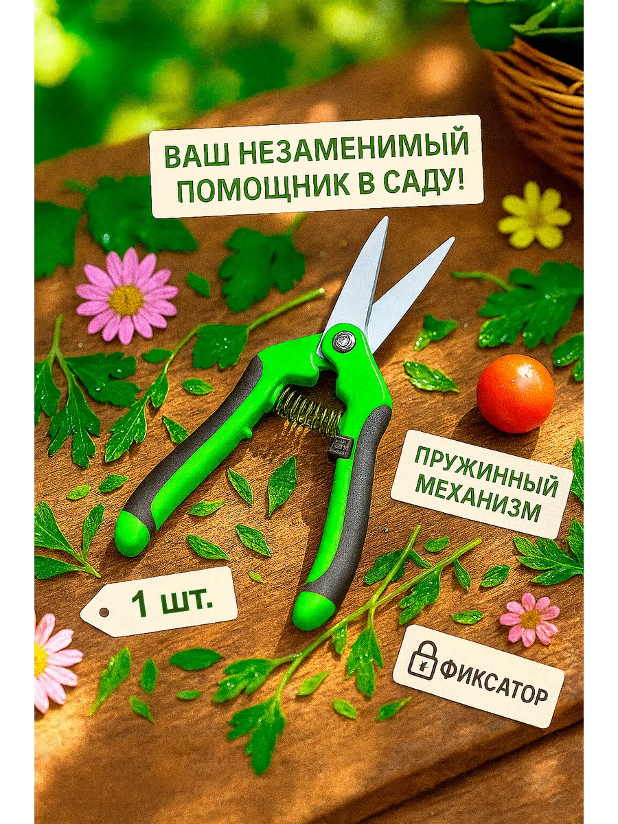 Ножницы садовые, секатор для кустов и хвойников 1шт