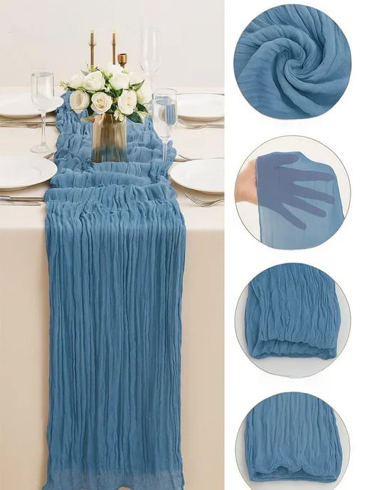 HOME SHOP s.u. Дорожка на стол тканевая скатерть сервировочная, голубой, фото 4
