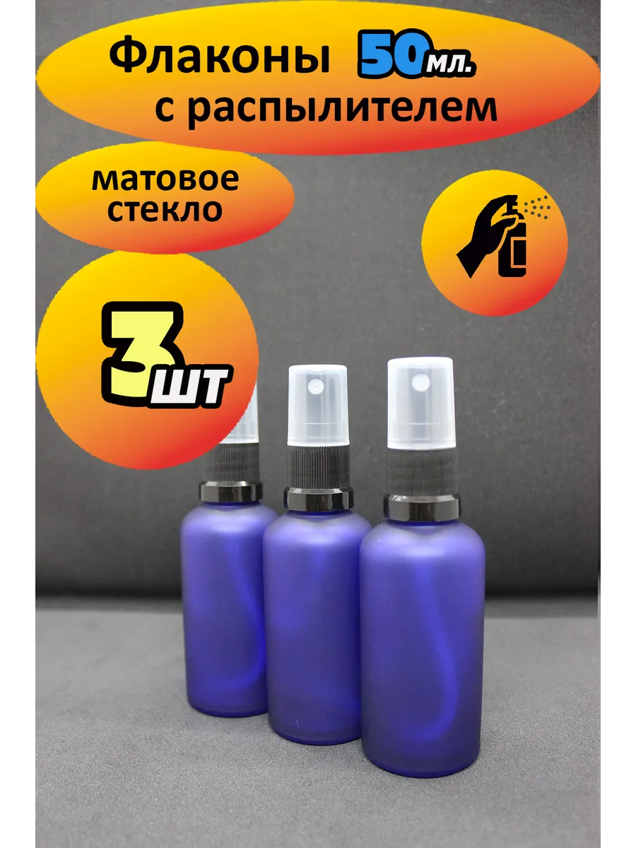 Дорожный флакон с распылителем 50мл - 3 шт. (синий)