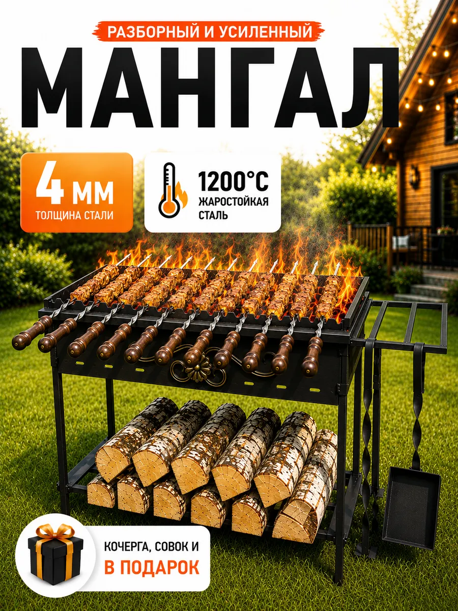 Мангал для шашлыка 4мм разборный