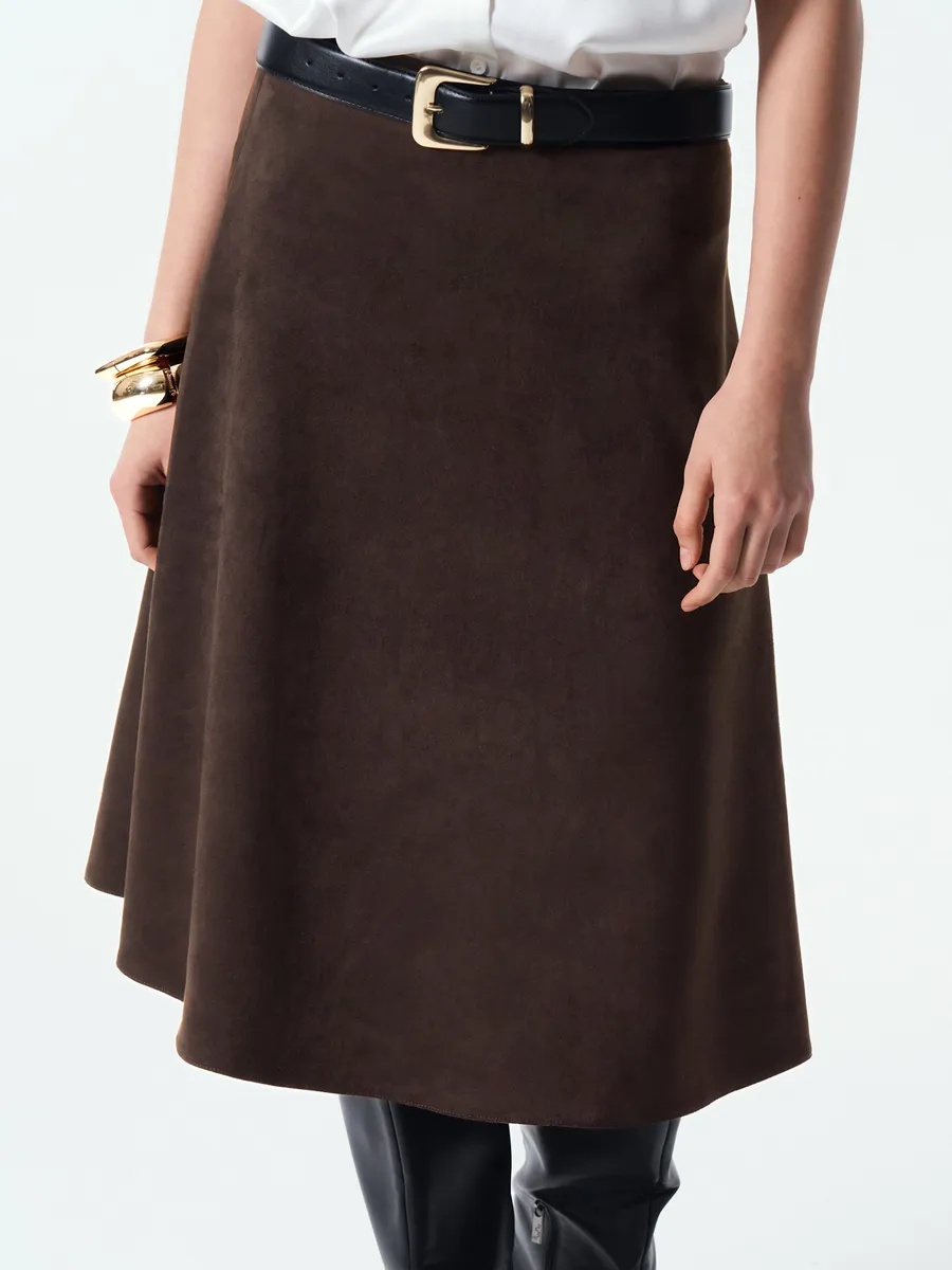 Замшевая юбка трапеция офисная