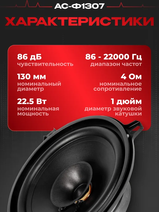 URAL Колонки в машину широкополосные УРАЛ АС-Ф1307, черный, фото 4