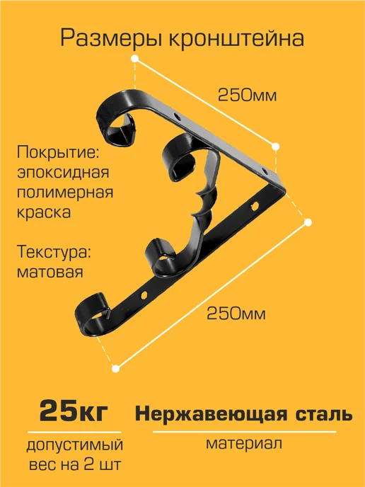 SANBERG Кронштейн для полки на стену 250х250 мм 4 шт, 250x250 мм, 4 шт, фото 2