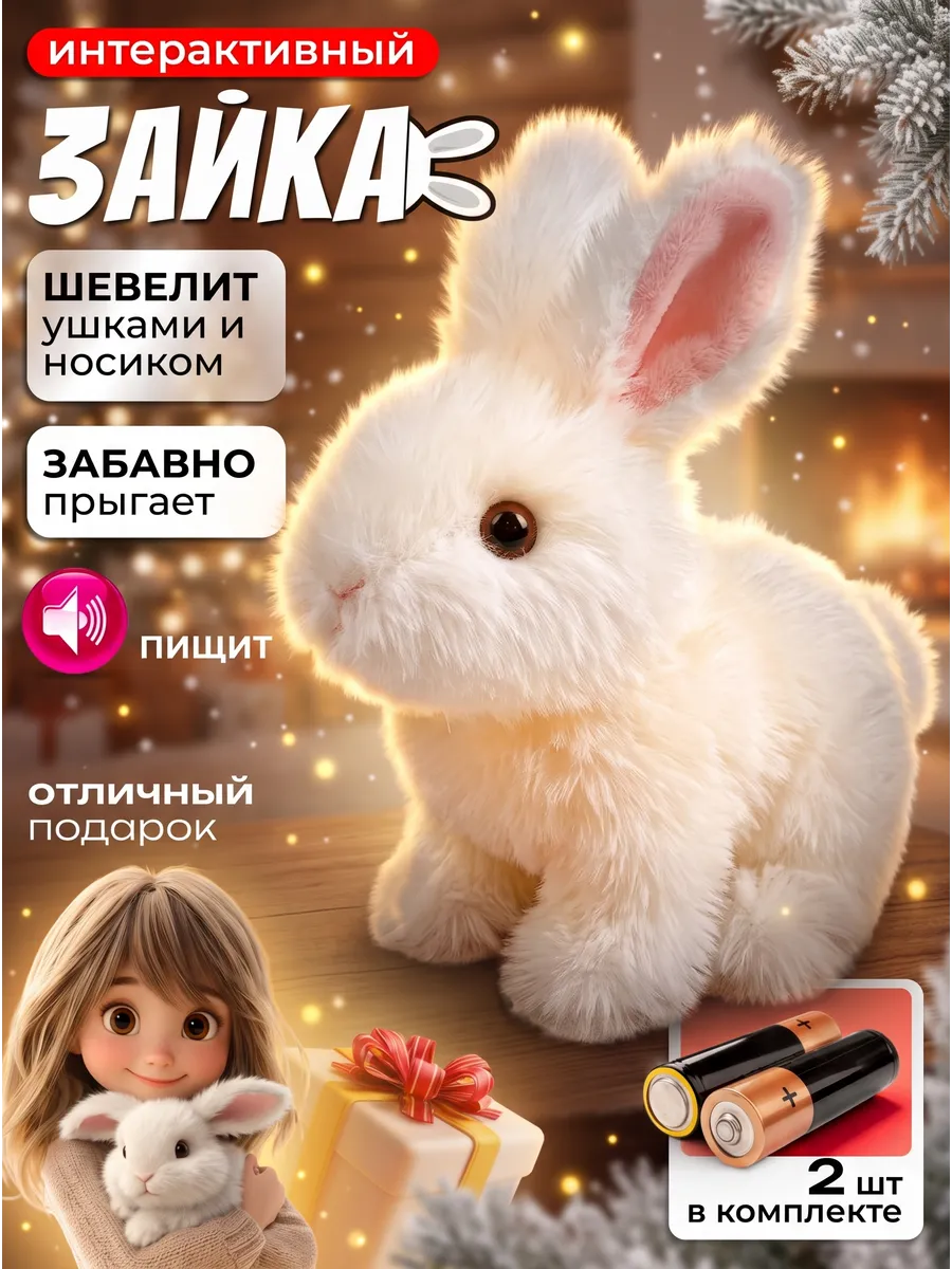 Игрушка зайка плюшевый интерактивный заяц