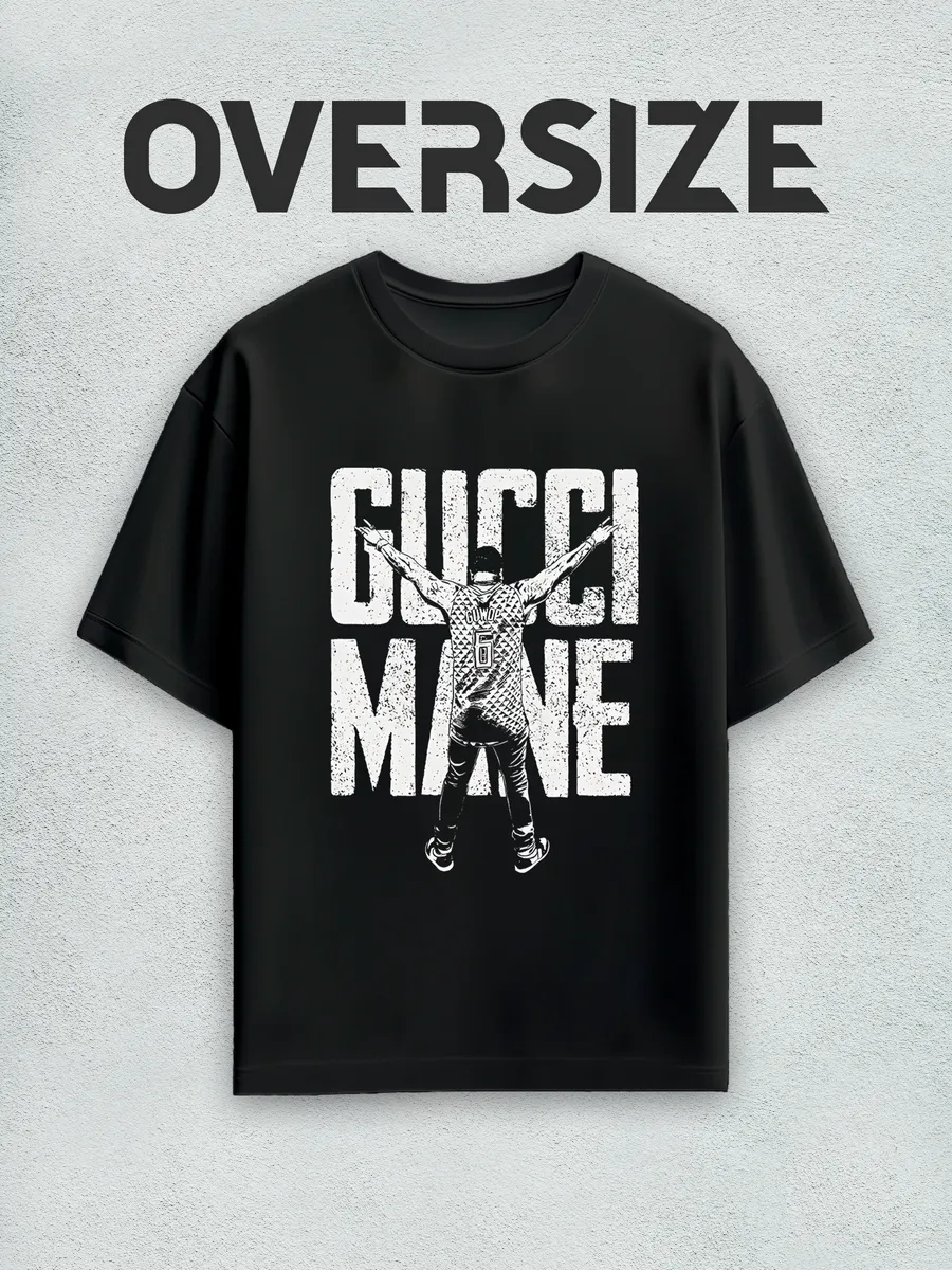 Футболка оверсайз streetwear с принтом gucci mane