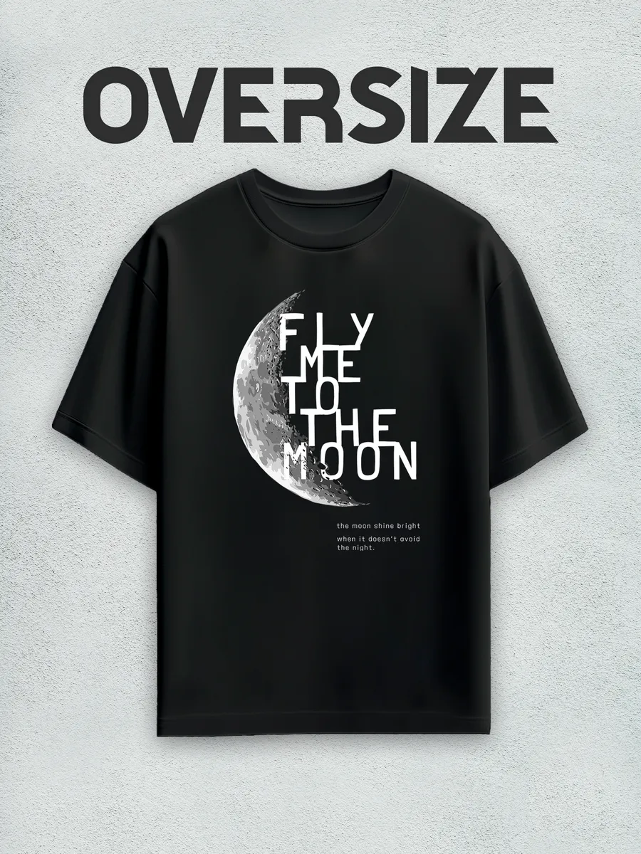 Футболка оверсайз streetwear с принтом луна