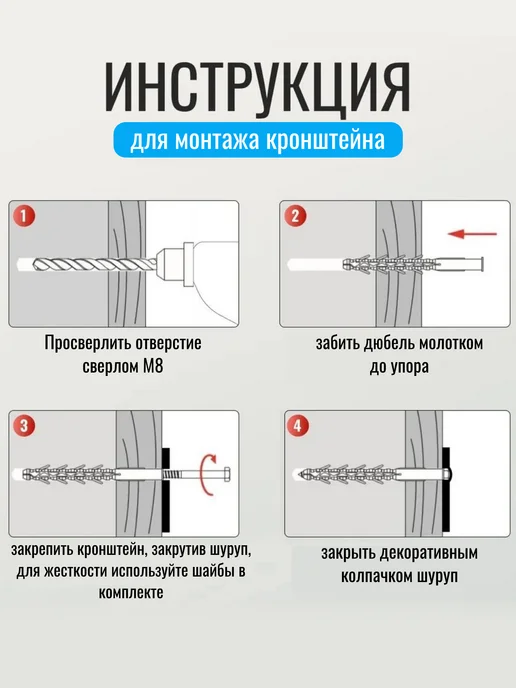 Кронштейн для полки и столешницы к стене для кухни 40 см, вариант, фото 5