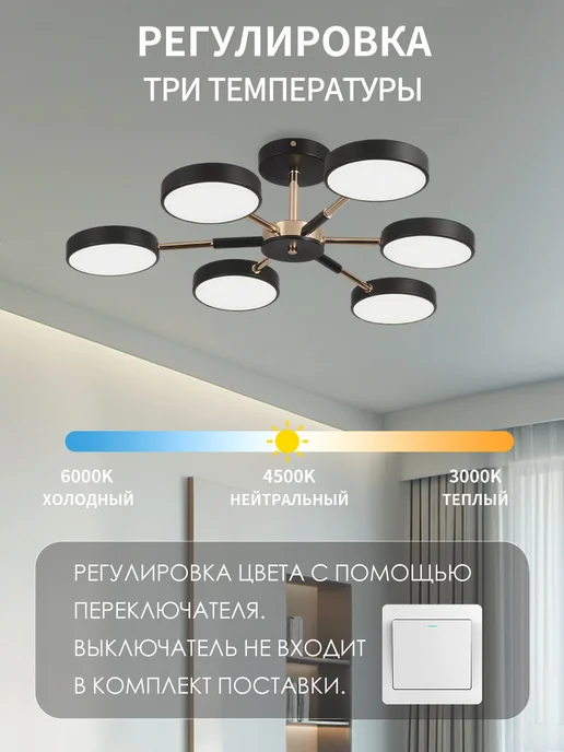 AY HOME люстра потолочная светодиодная, черный, фото 3