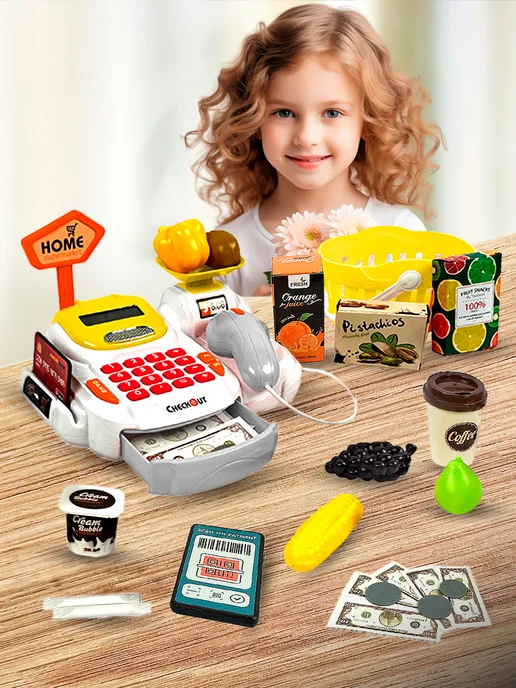 SHARKTOYS Игровой набор касса со сканером для детей, вариант, фото 2