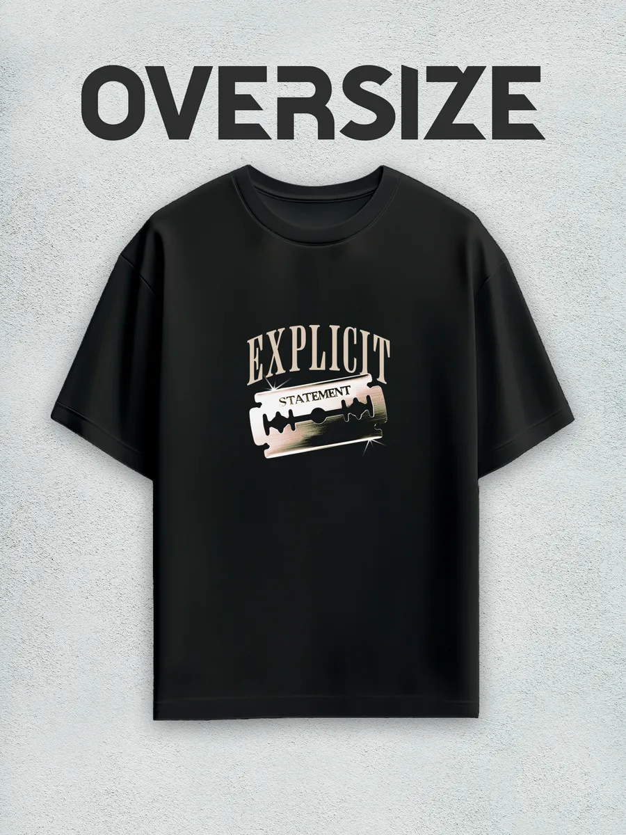 Футболка оверсайз streetwear с принтом эксплит, лезвие