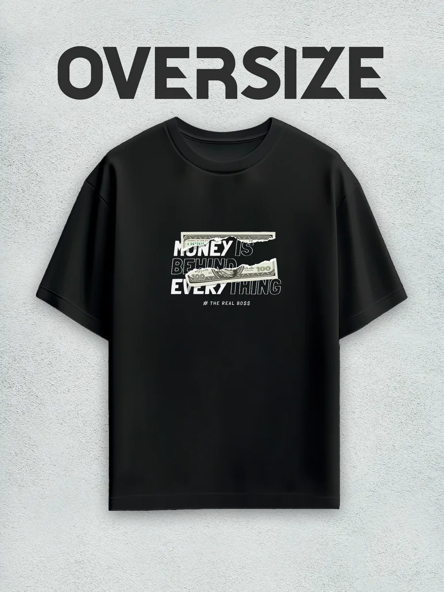 Футболка оверсайз streetwear с принтом деньги