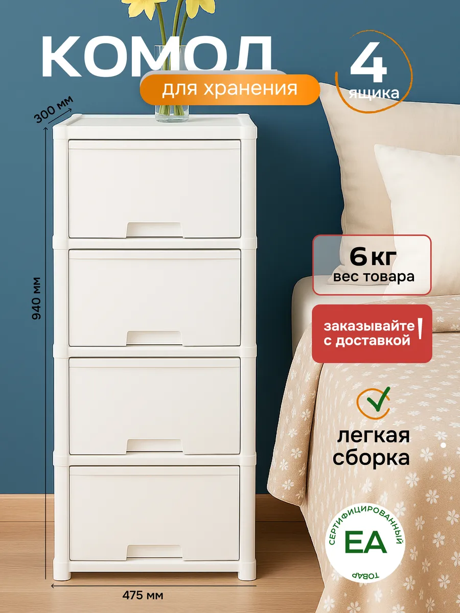 Комод пластиковый с ящиками для вещей