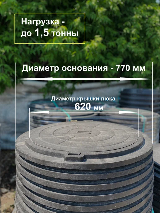 Люк канализационный садовый черный (1,5тн.) 18кг, 18 кг, фото 2