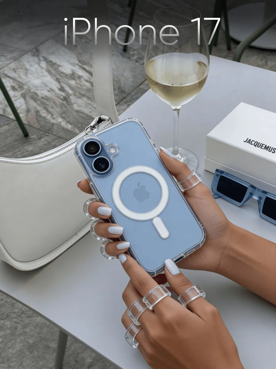 Чехол на iPhone 17 MagSafe прозрачный с магнитом