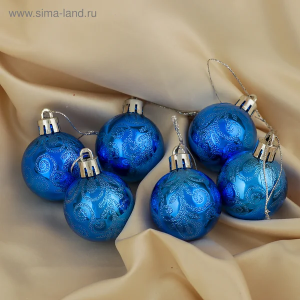 Ёлочные игрушки, шары новогодние, d=4 см, набор 6 шт., синий