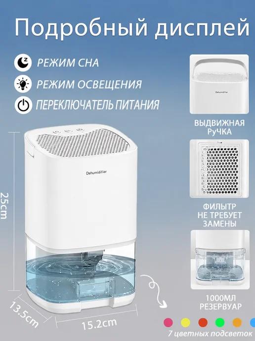 VitaLux Осушитель воздуха для дома бытовой черный круглый, белый, фото 5