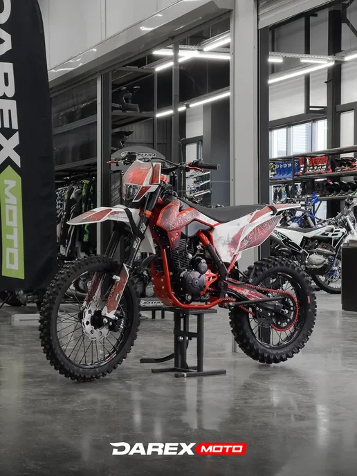 Darex Moto Мотоцикл эндуро Darex Alga 300 S черный в собранном виде, красный, фото 2