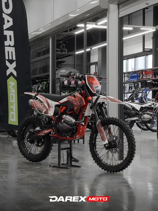 Darex Moto Мотоцикл эндуро Darex Alga 300 S черный в собранном виде, красный, фото 3