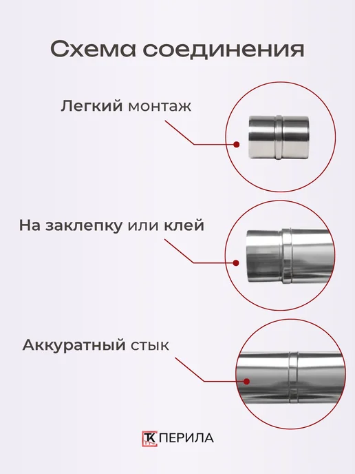 Соединитель поручня 38, муфта трубы, нержавейка, серый, фото 3