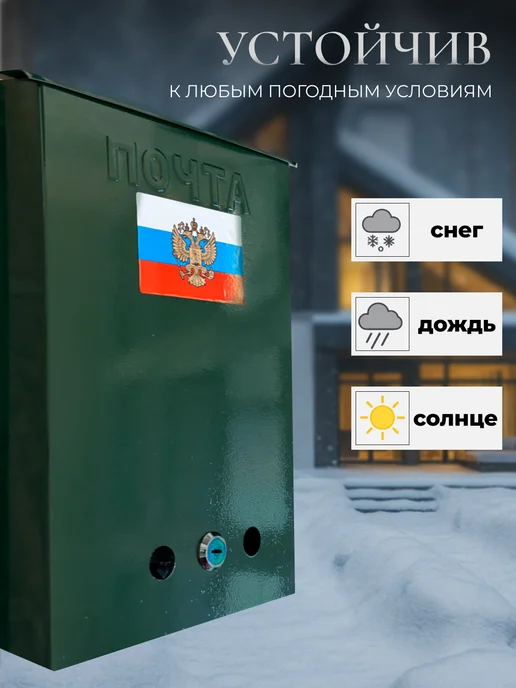 Почтовый ящик с замком синий, зеленый, фото 3