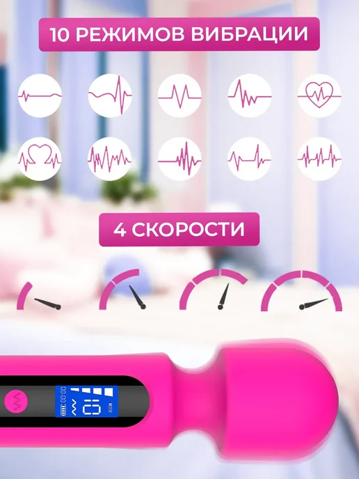 Sencicimen Вибратор-массажер микрофон LCD AV Small Size (HW-365) Pink, розовый, фото 3