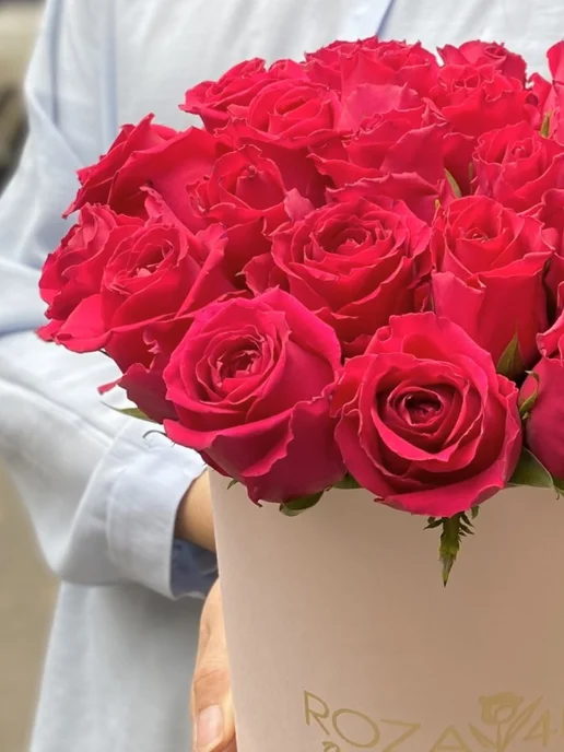 ROZA4U Букет живых цветов из 25 роз в коробке, вариант, фото 3