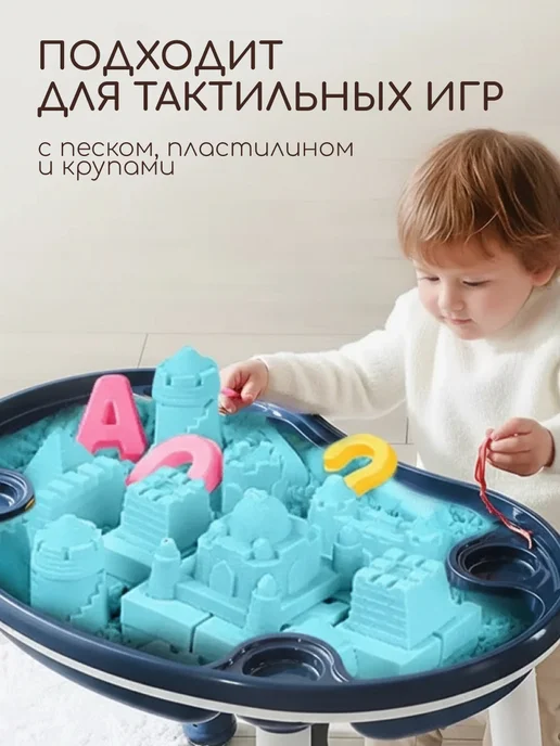 CINLAN Растущий игровой стол и стул детский, синий, фото 4
