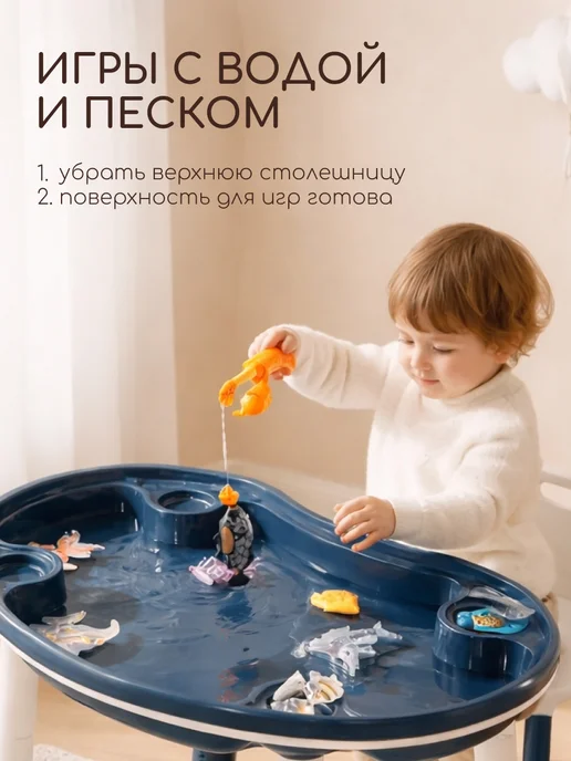 CINLAN Растущий игровой стол и стул детский, синий, фото 6