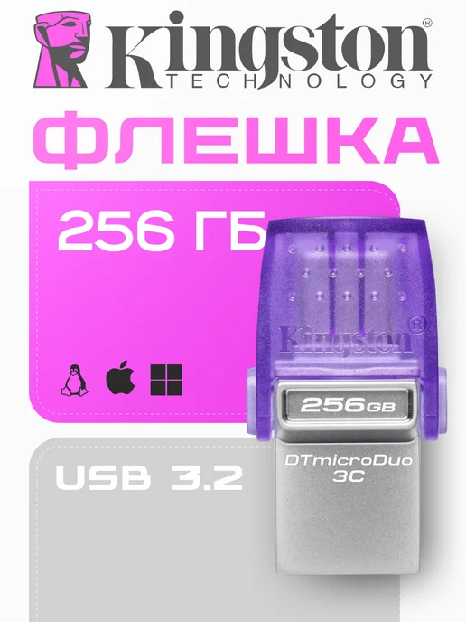 Kingston USB Flash накопитель 256GB DataTraveler microDUO 3C G3, 256 ГБ