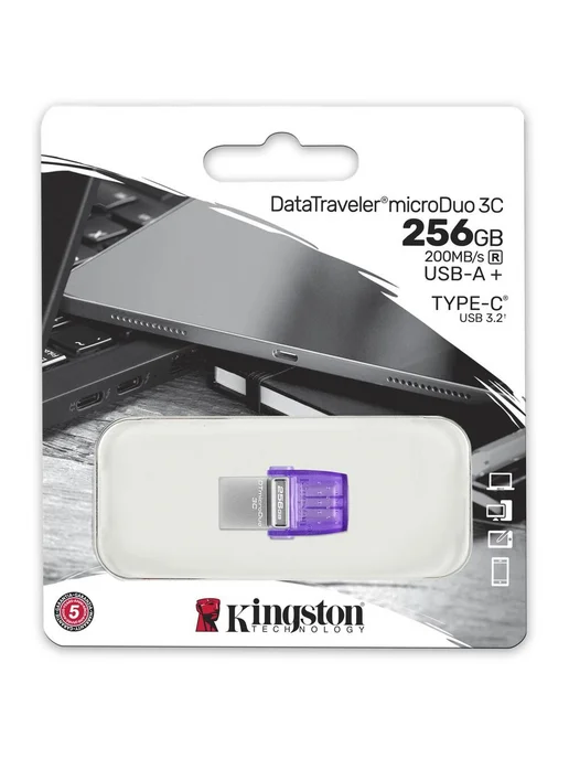 Kingston USB Flash накопитель 256GB DataTraveler microDUO 3C G3, 256 ГБ, фото 5