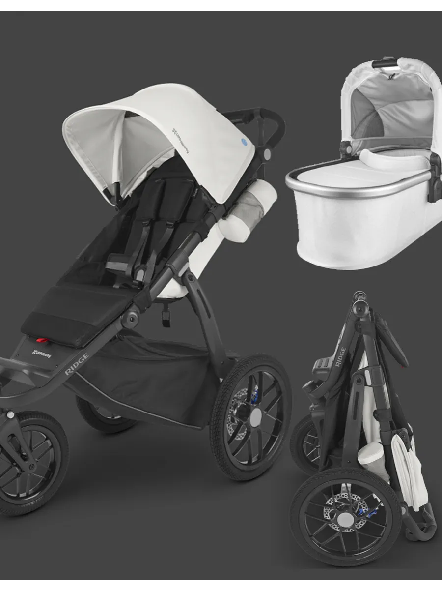 Коляска Uppababy Ridge 2 в 1 с люлькой Bryce white, белый
