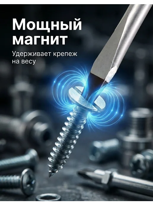 Отвертка плоская широкая SL6 с магнитом — фото 3