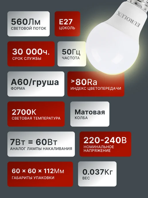 Лампа светодиодная энергосберегающая E27 теплый свет — фото 2