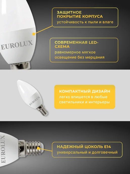 Лампа светодиодная энергосберегающая E14 — фото 3