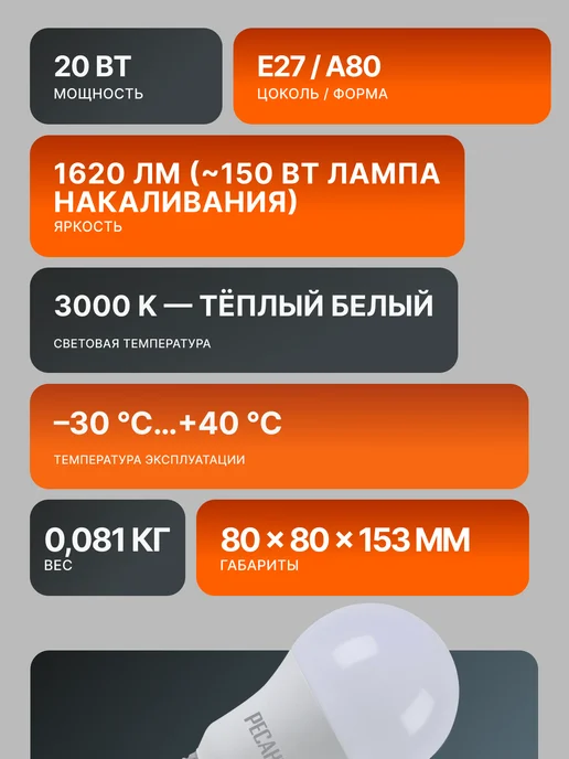 Лампа светодиодная энергосберегающая теплый свет Е27 — фото 3
