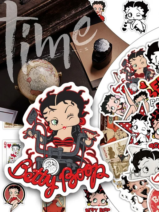 LAWE STICKERS Набор самоклеящихся виниловых наклеек Betty Boop 50 шт, 50 шт, фото 2