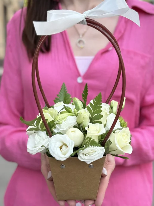 ROZA4U Композиция из живых цветов в сумочке, вариант, фото 3