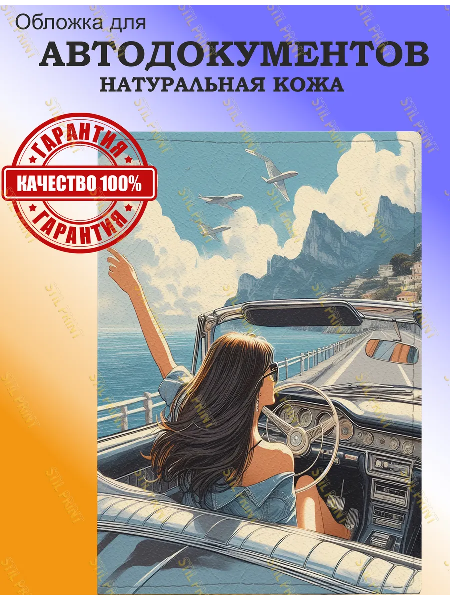 Обложка для автодокументов натуральная кожа