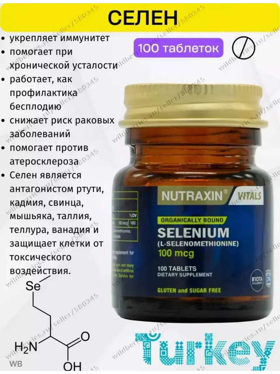 Селен в таблетках по 100мкг