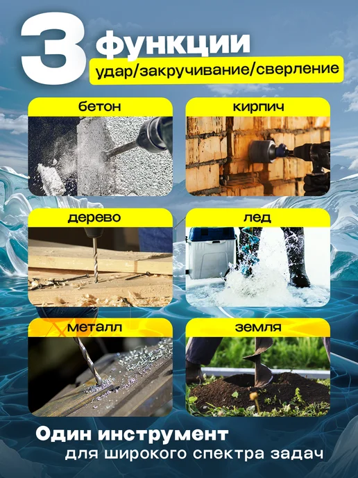 Электро-Сила Шуруповерт аккумуляторный для ледобура на увеличенных АКБ, синий, фото 3