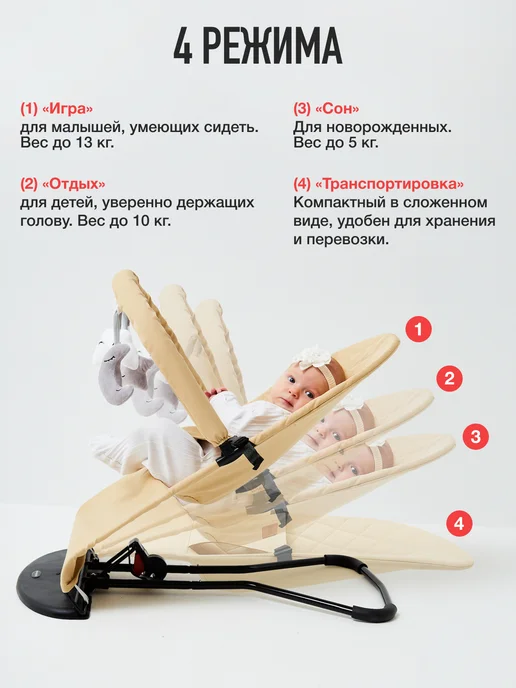 mamagoods Шезлонг для новорожденных с 0 качалка детская, вариант, фото 4