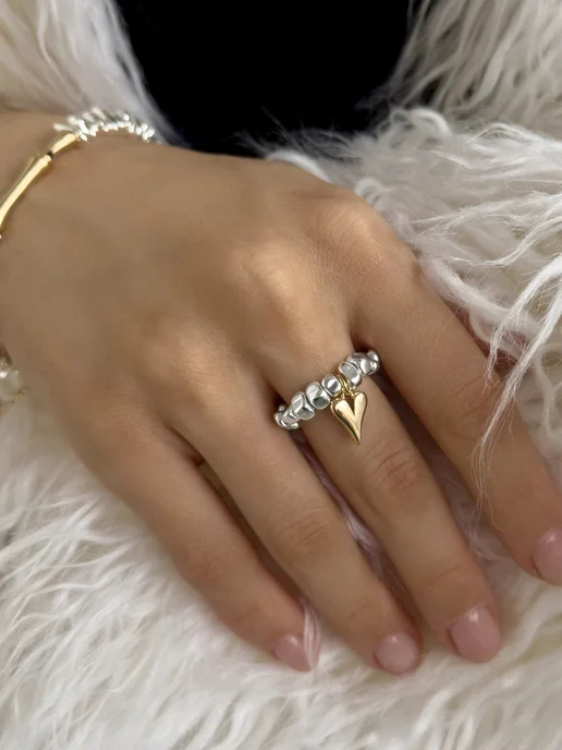 Alla Freud Jewellery Кольцо из гематита с сердечком, серый