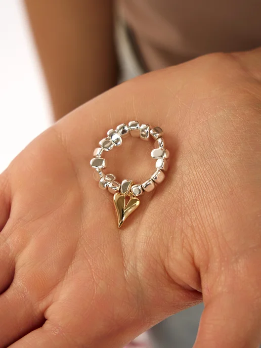 Alla Freud Jewellery Кольцо из гематита с сердечком, серый, фото 3
