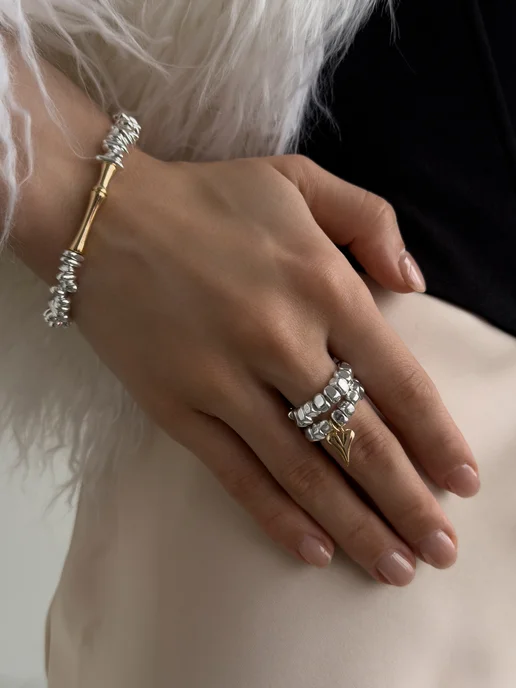 Alla Freud Jewellery Кольцо из гематита с сердечком, серый, фото 4