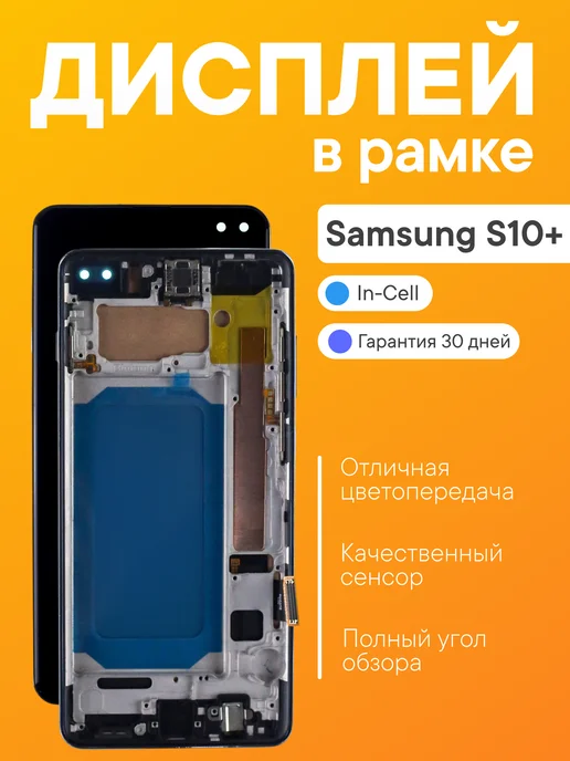SALMENTA Дисплей Samsung S10+ в рамке черный In-Cell, черный