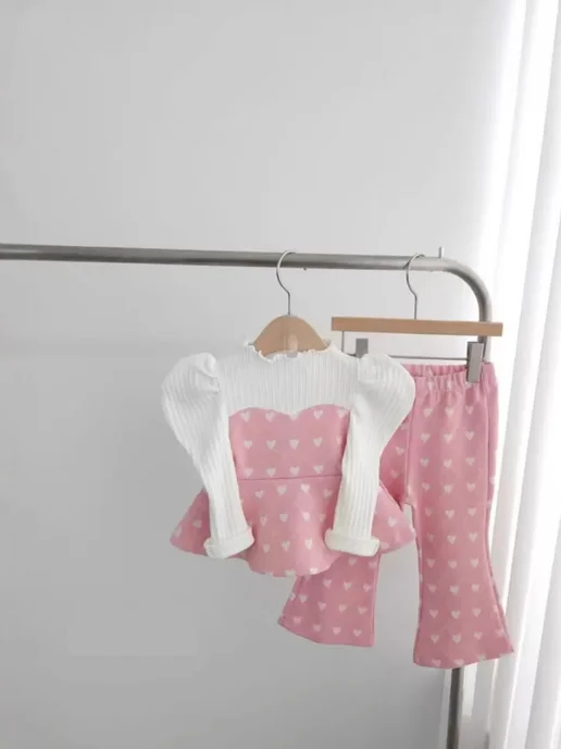 Ari.Kids Двойка для новорожденных с сердечками, костюм нарядный, белый, фото 4