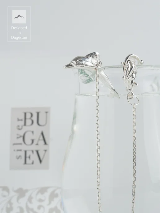 BUGAEV Ионизатор для воды из серебра 925 Кубачи "Дельфин", серебристый, фото 2