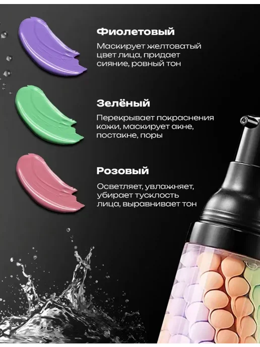 3 шт База основа под макияж.Праймер для лица 3 в 1, 3 шт, фото 4